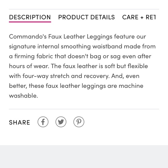Commando Faux Leather Leggings. Black color. Size XS - Picture 5 of 5